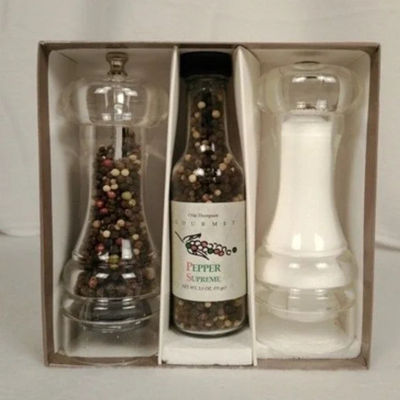 New Olde Thompson Mercury Set Pepper Grinder Mill with Gourmet Pepper Gift Pack - Picture 4 of 7